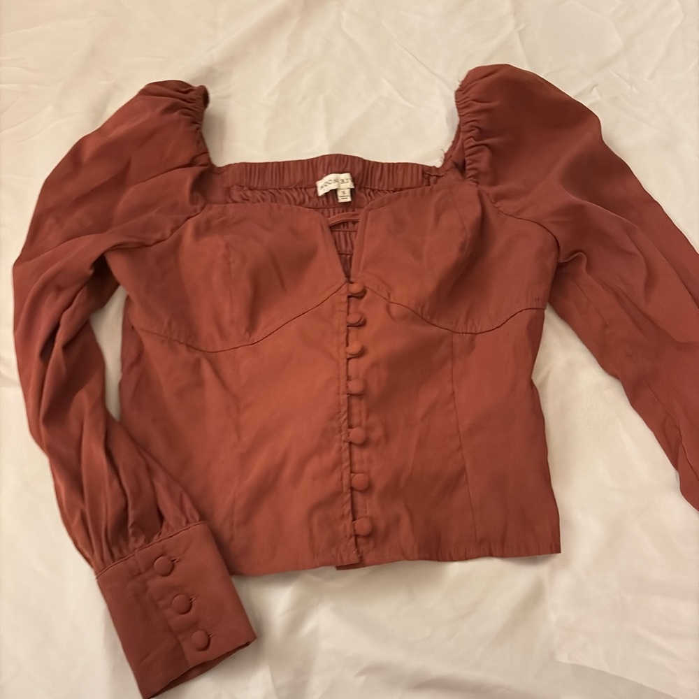 Women's Moon River smucked sweetheart neck crop top Sz. S